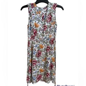 Loft small floral sleeveless dress cinched tie waist. A-73